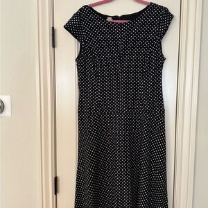 Anne Klein Dark Navy Polka Dot Drop Waist
Midi Dress